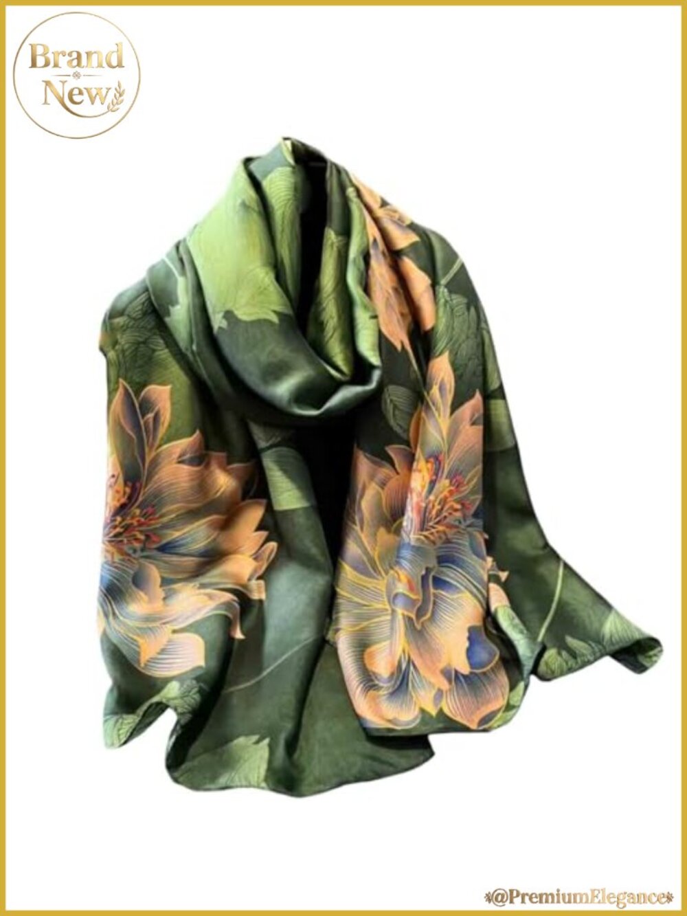 Long Floral Pattern Scarf Polyester Lightweight Shawl Wrap